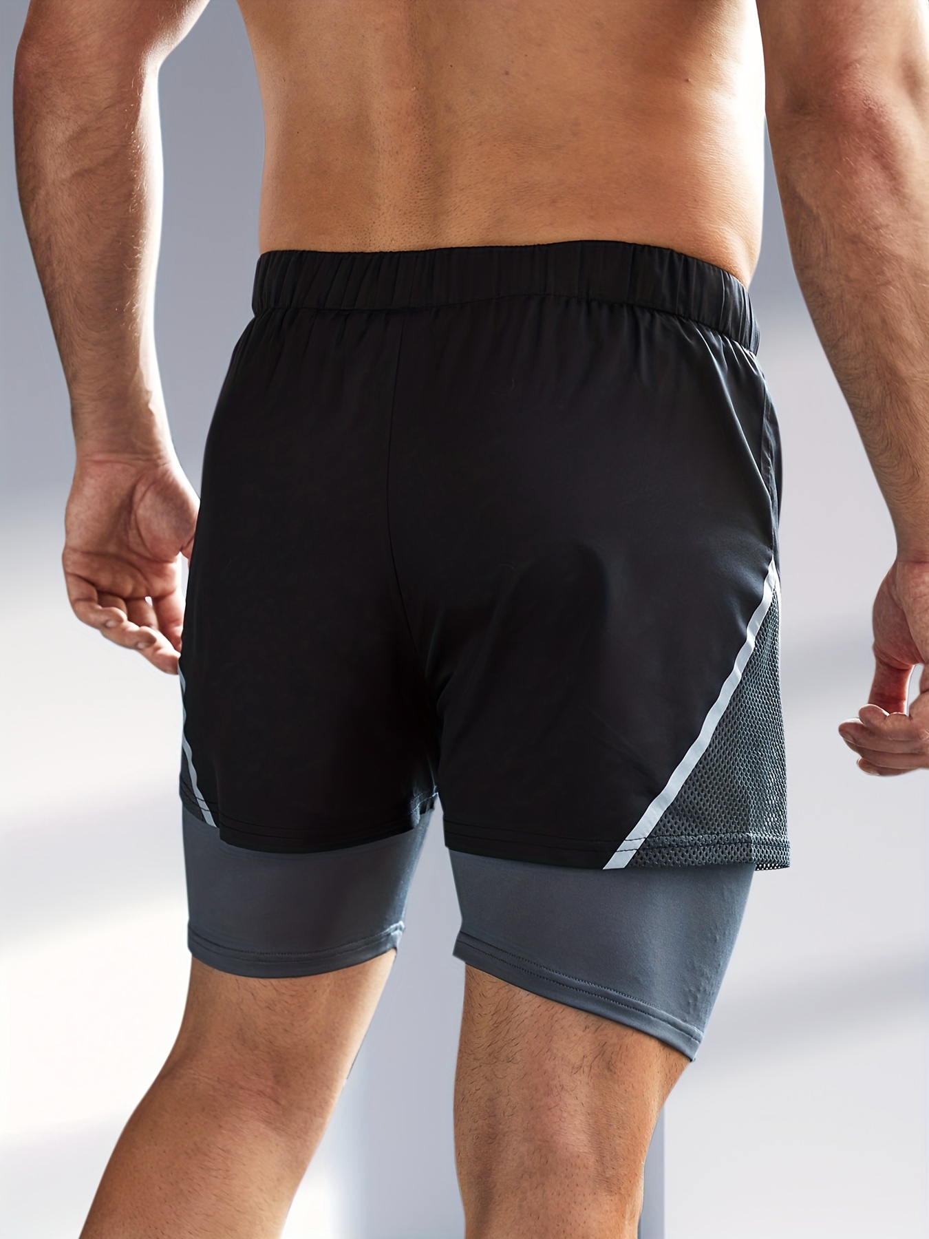 YKB - Pantalones cortos 2 en 1 para hombre, ligeros, para entrenar, correr,  hacer gimnasia, yoga, deporte, trotar