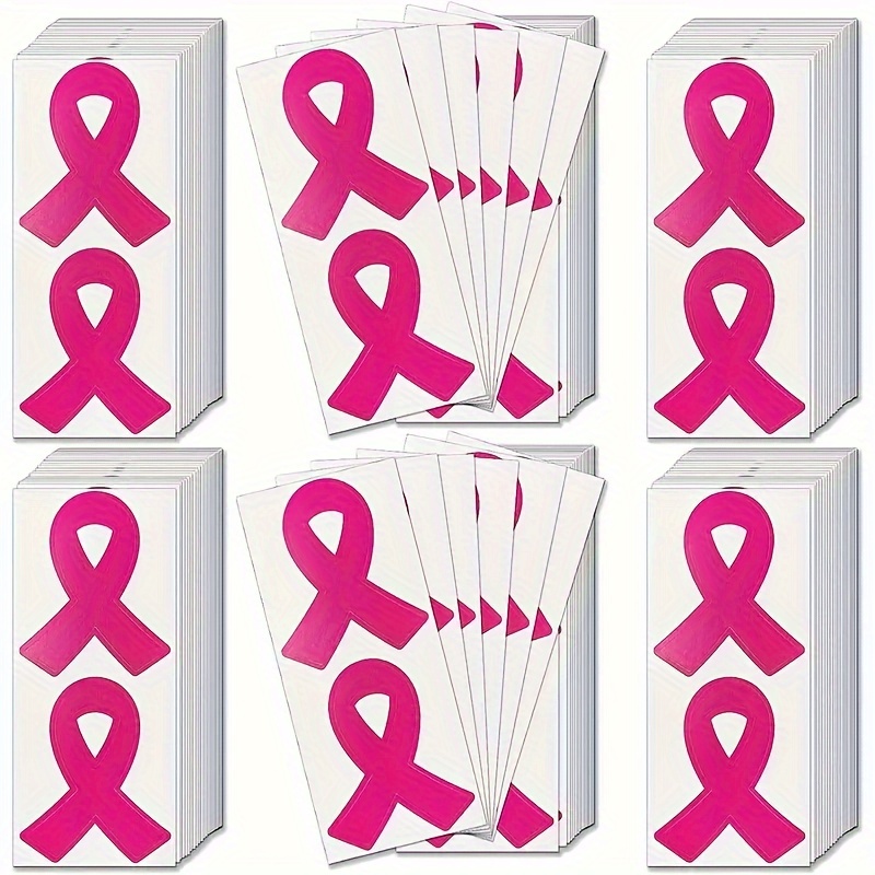 

100pcs Pink Ribbon Stickers Love Public Activities Publicity Stickers, Display Your Support For Breast Cancer Awareness