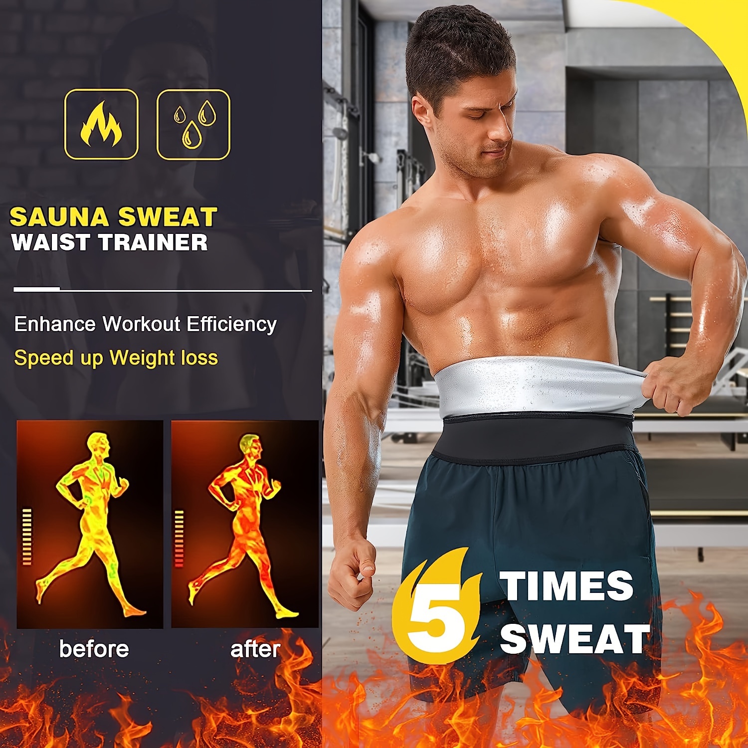 Neoprene Sweat Waist Belt, Double-layer Strengthen Abdominal Waist Belt  With Zipper, Sports Fitness Waistband Waist Trainer