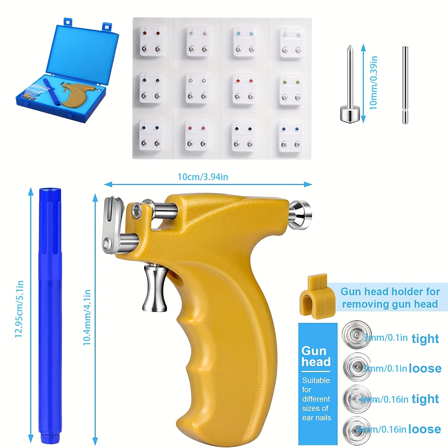 Painless Piercing Gun Kit With Birthstone Earring Studs Professional Ear  Nose And Body Piercing Tool For No Pain Piercing, Today's Best Daily Deals