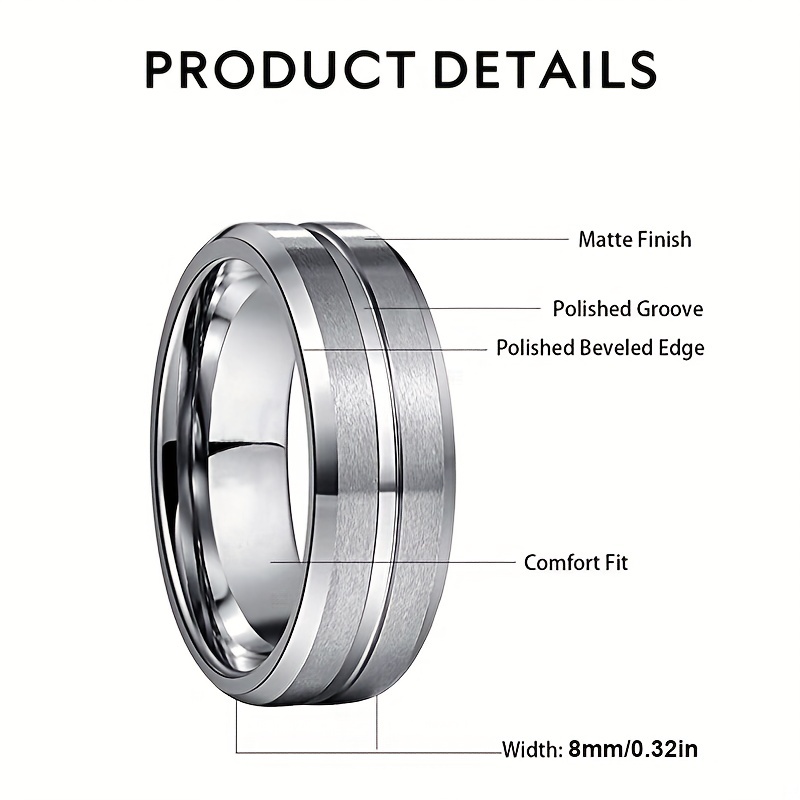 Masedy 9pcs Rings for Men Stainless Steel Band Rings for Men Women Wedding Promise Rings Anxiety Spinner Rings Set 8mm