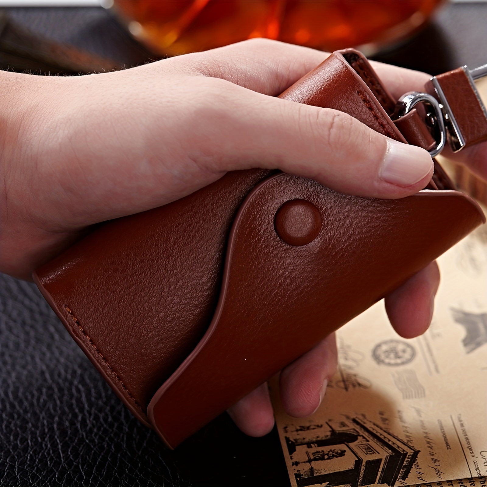 Men's Simple Genuine Leather Key Case Multifunctional Card Holder