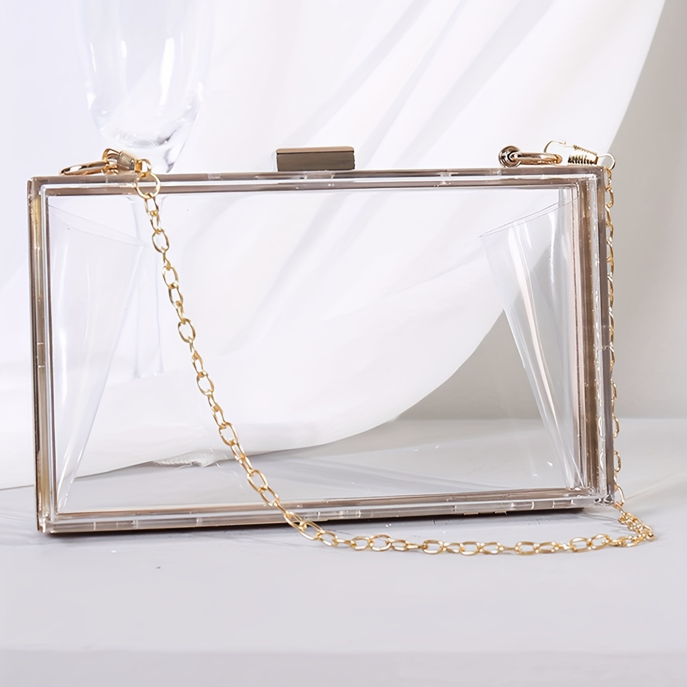 Clear Acrylic Box Evening Bag, Mini Chain Prom Purse, Women's