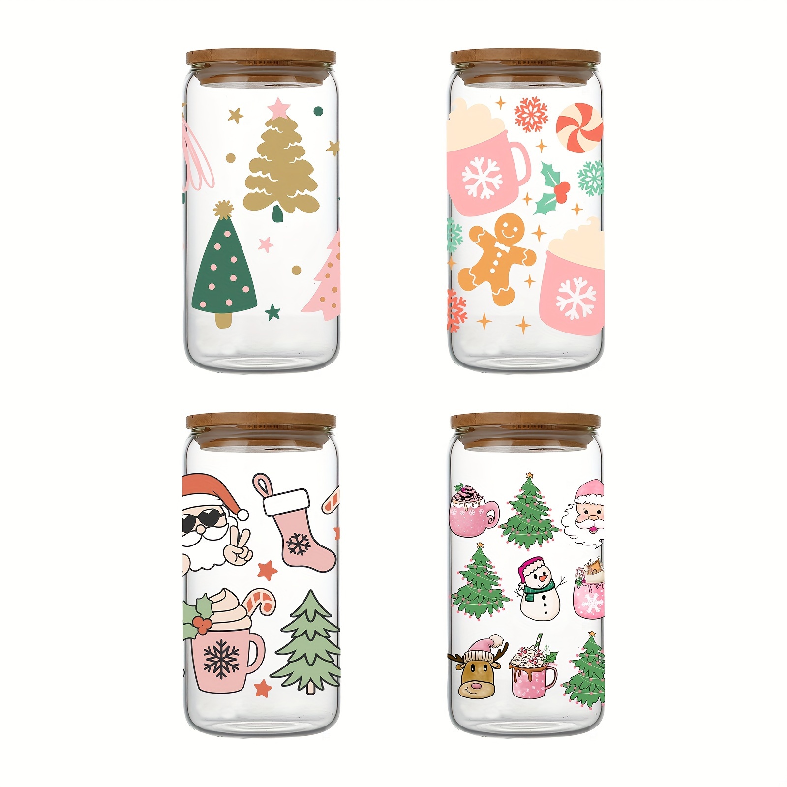 Christmas Holographic Gingerbread Snow Iced Coffee Glass Can -  in 2023