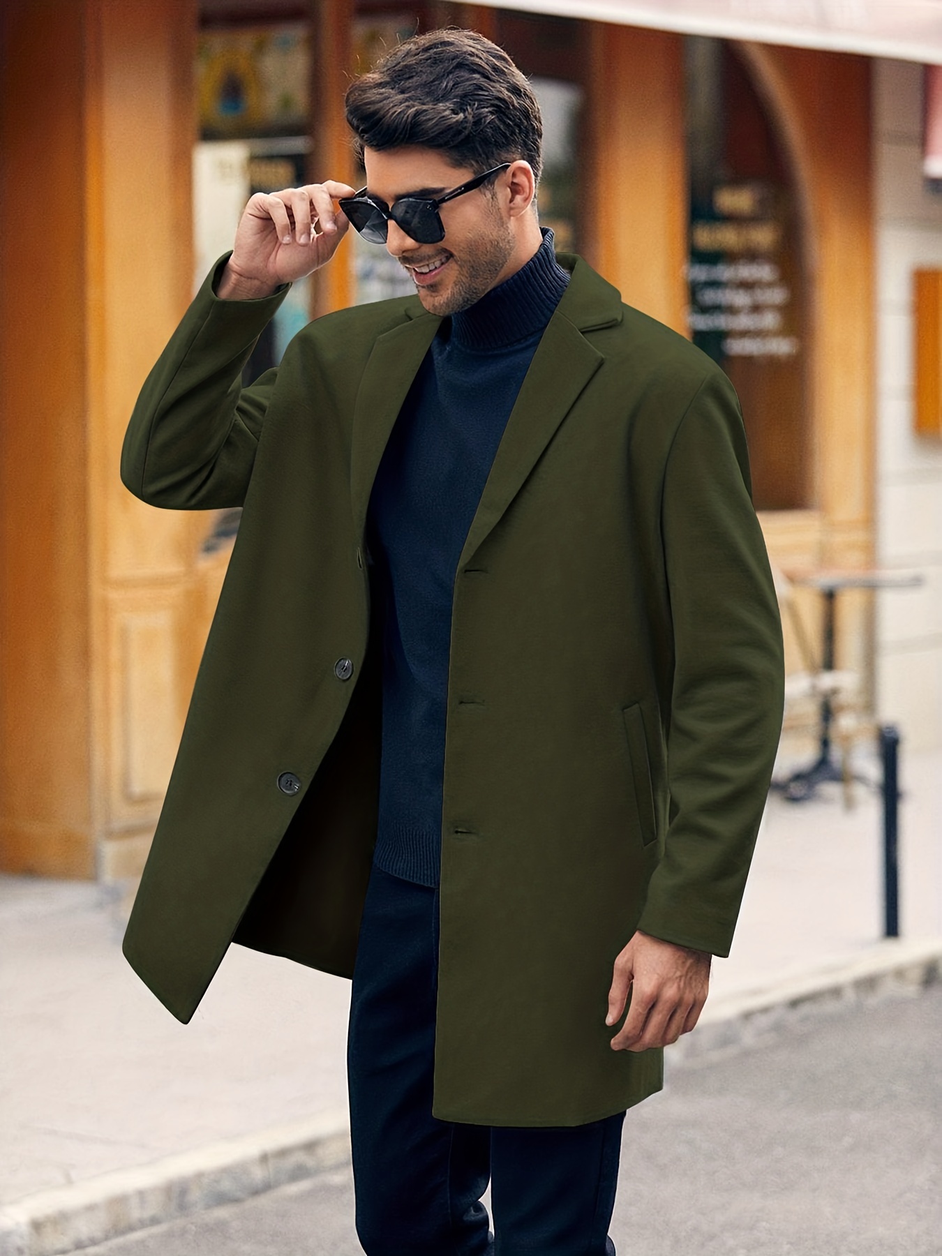 Mens single breasted on sale overcoat