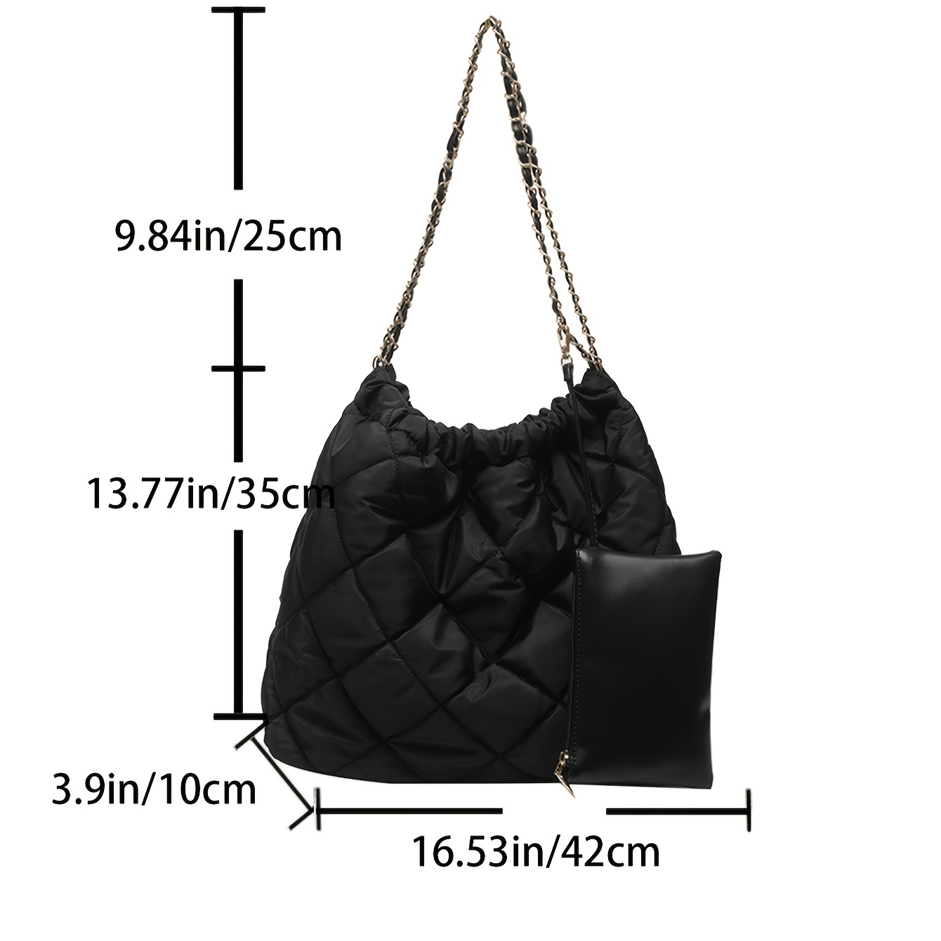 Women's Classic Puffer Bag - Quilted Shoulder Bag, Tote Bag With Chain  Straps And Coin Purse - Temu