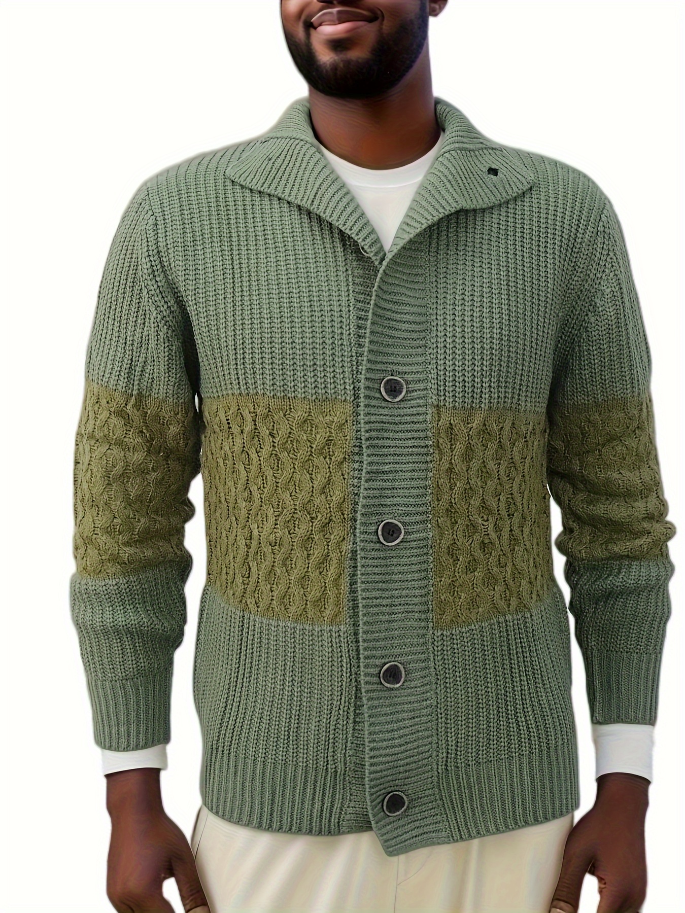 Elegant Slightly Stretch Knit Cardigan Coat Men's Casual - Temu