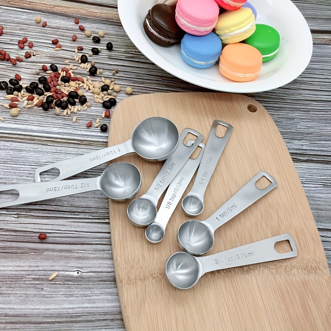 7 PCS Stainless Steel Measuring Spoons for Measuring Dry and
