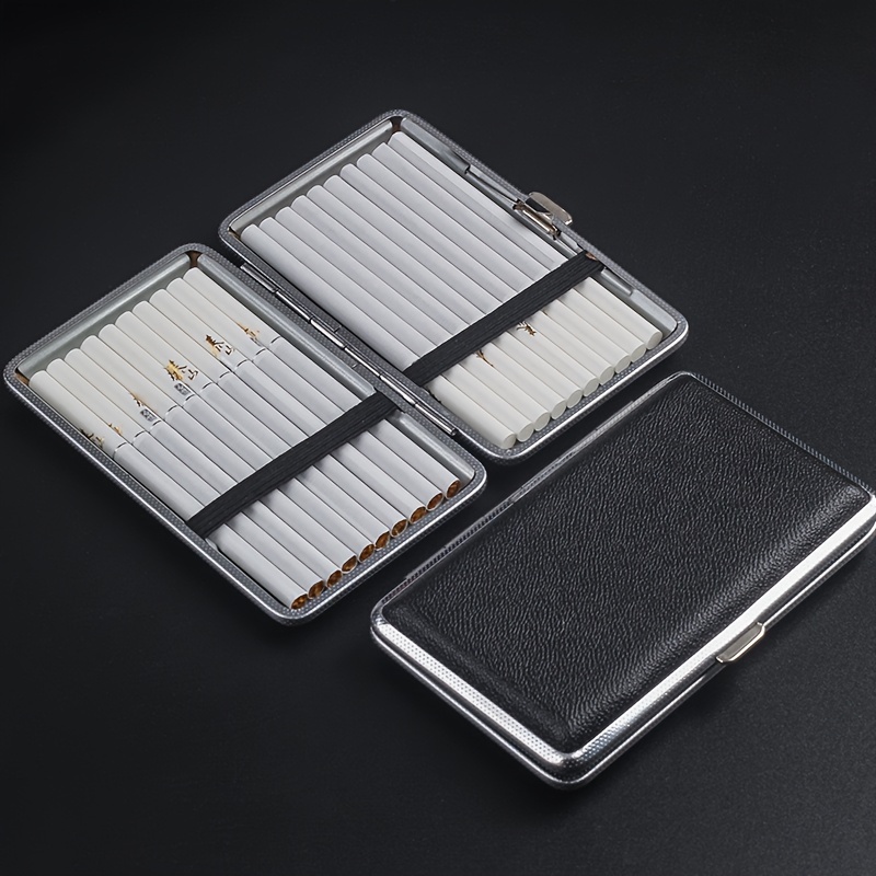 1pc Brown 20-cigarette Capacity Portable Cigarette Box, Metal