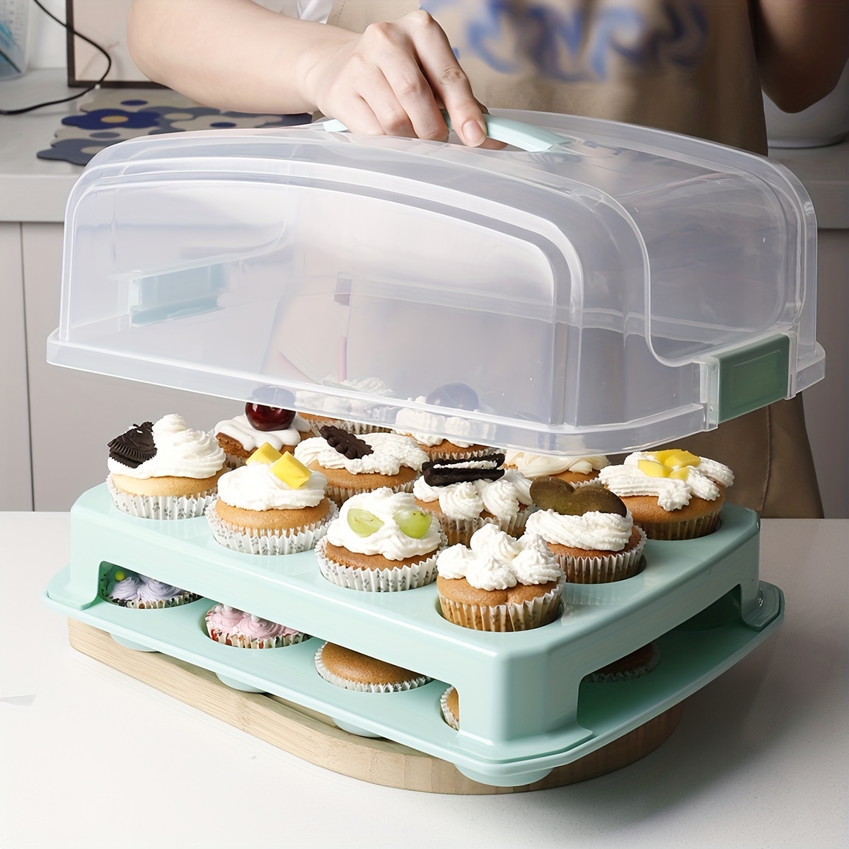 PP Cupcake Carrier Reusable 3 Tier Cupcake Muffin Carrier