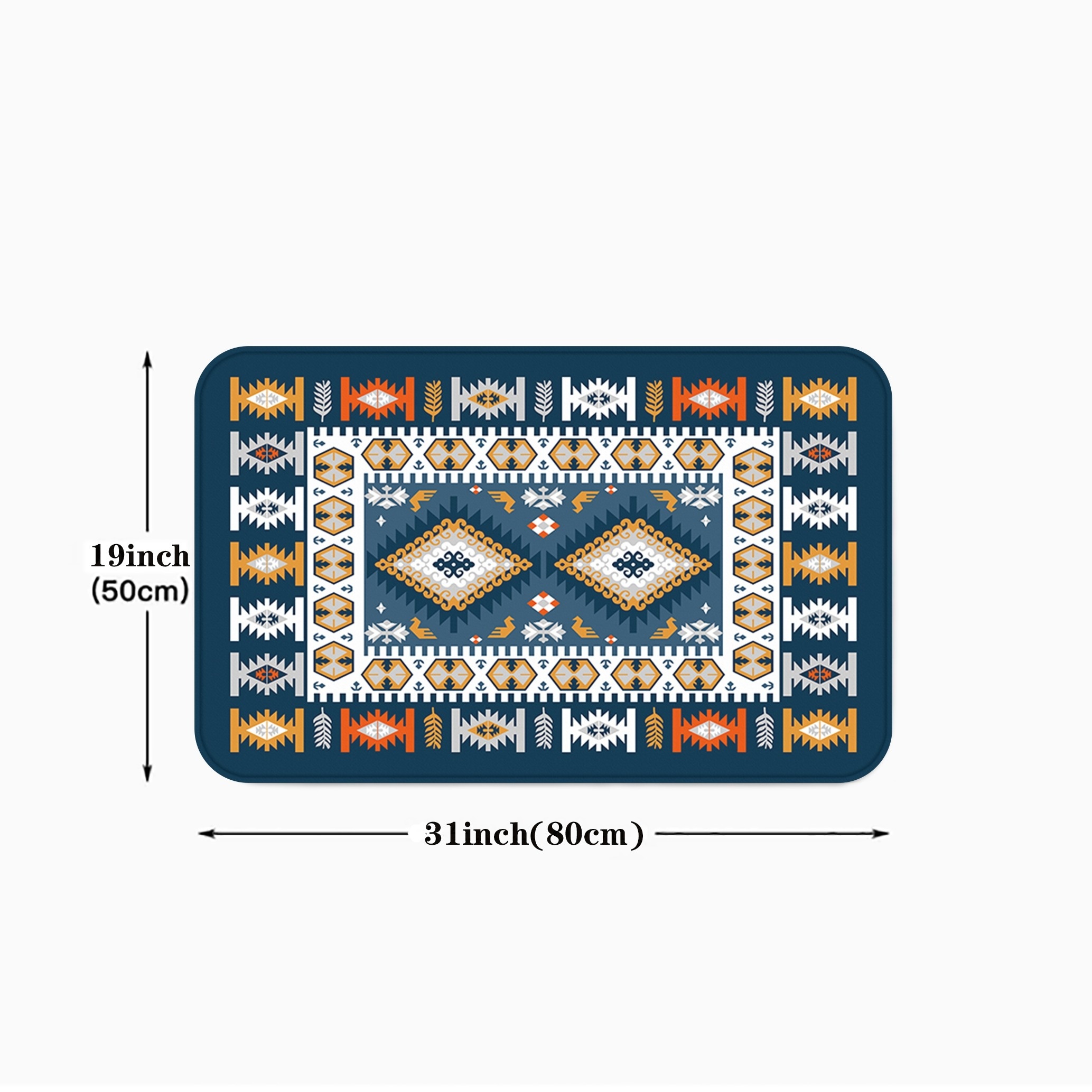 Moroccan Geometric Kitchen Floor Mat Soft Non-slip