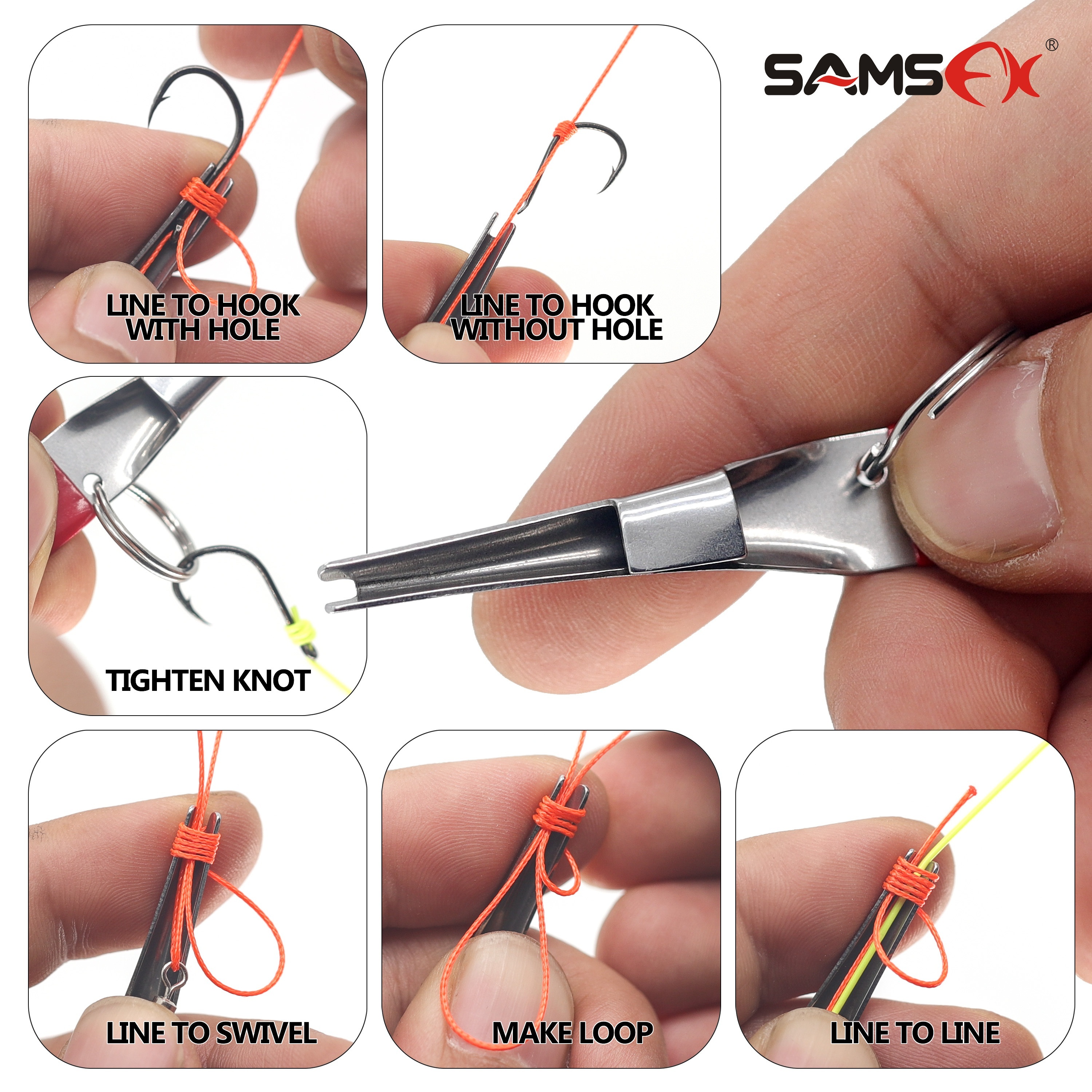 5pcs SAMSFX Fishing Tool Kits, Stainless Steel Knot Tying Tool, Hook  Sharpener, Split Rings Opener, Bait Aid Tool, Fly Fishing Retractors,  Fishing Acc