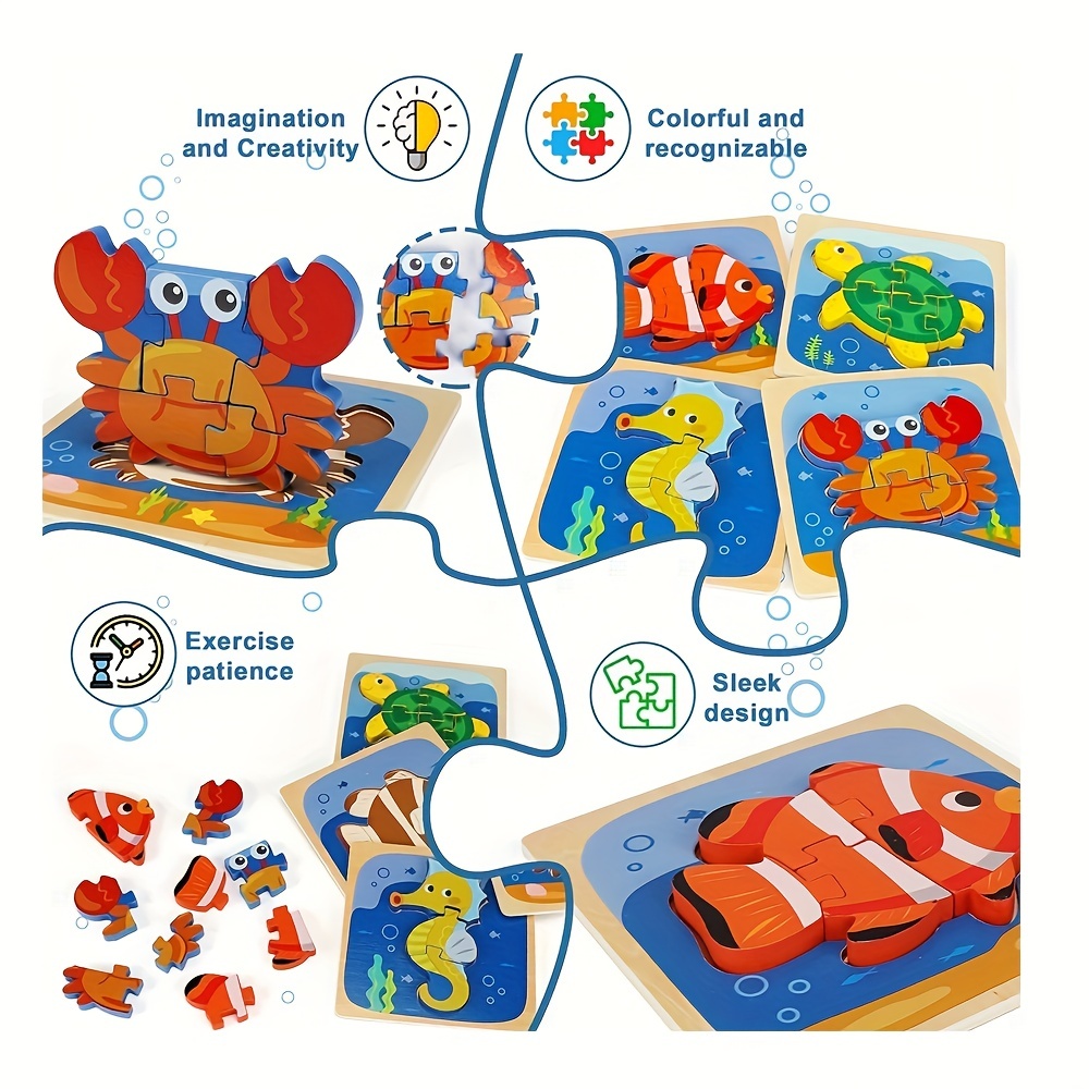 SMTTW Rompecabezas Montessori para niños de 1 año, rompecabezas de madera  para niños pequeños de 1 a 3 años, juguetes educativos de aprendizaje para