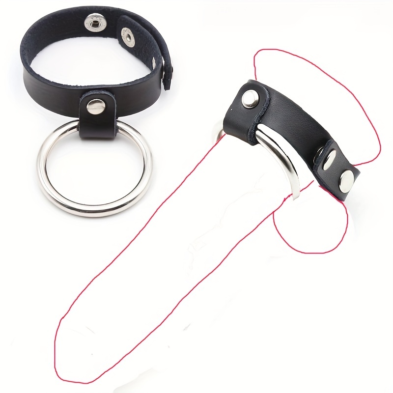 Double Cock Ring with Vegan Leather & Metal for Men