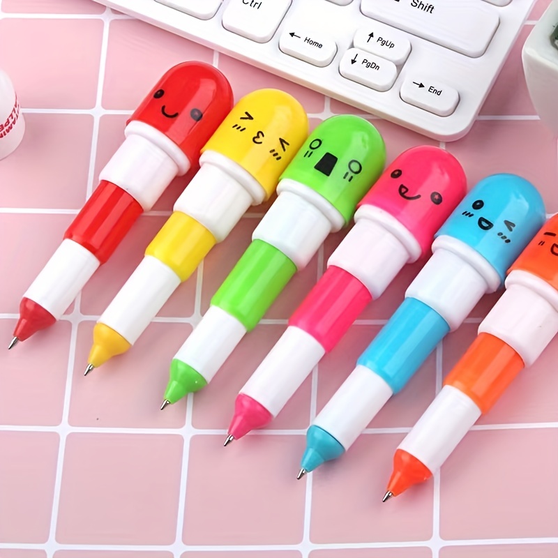 12pcs Pill Shaped Pens, Retractable Ballpoint Pens * Capsule Pens, Nurse's  Weekly Office Supplies, Smiling Ballpoint Pens