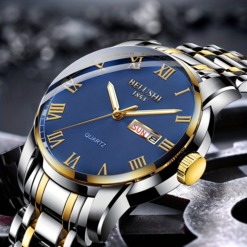 Best Sales BELUSHI Luminous Dial Steel Strap Watch Men's Waterproof Quartz  Watch