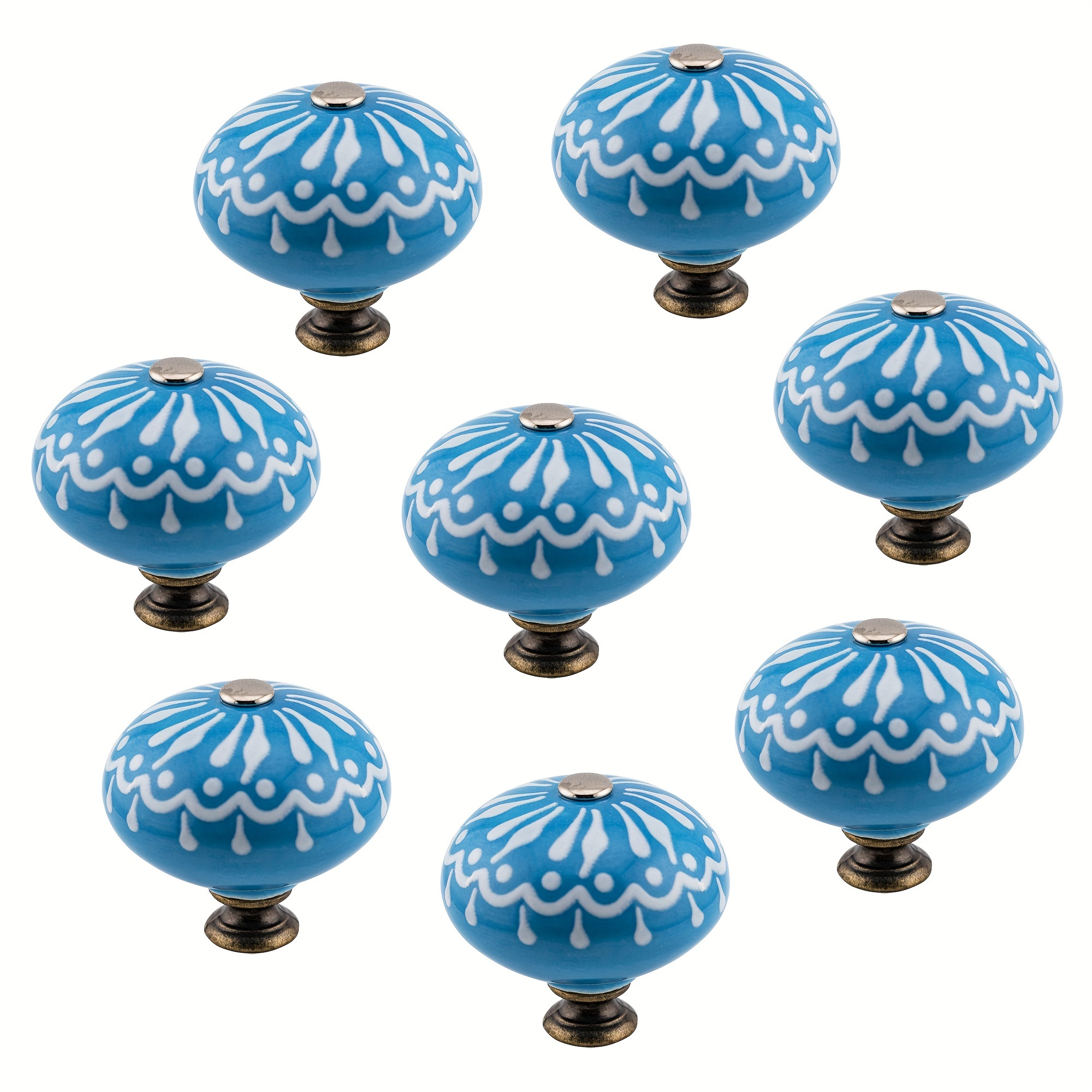 Blue White Porcelain Ceramic Drawer Knob Pull Handles - Temu