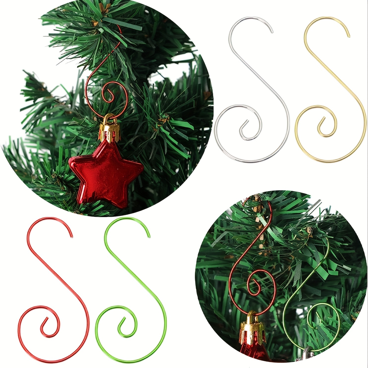 50/10Pcs Christmas Ornament Hooks Metal S-Shaped Hooks Hanger