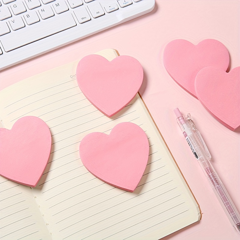 40pcs/pack Heart-shaped Sticky Notes Multi-purpose Sticky Notes Writable  For Student Use, Office, Home Self-adhesive