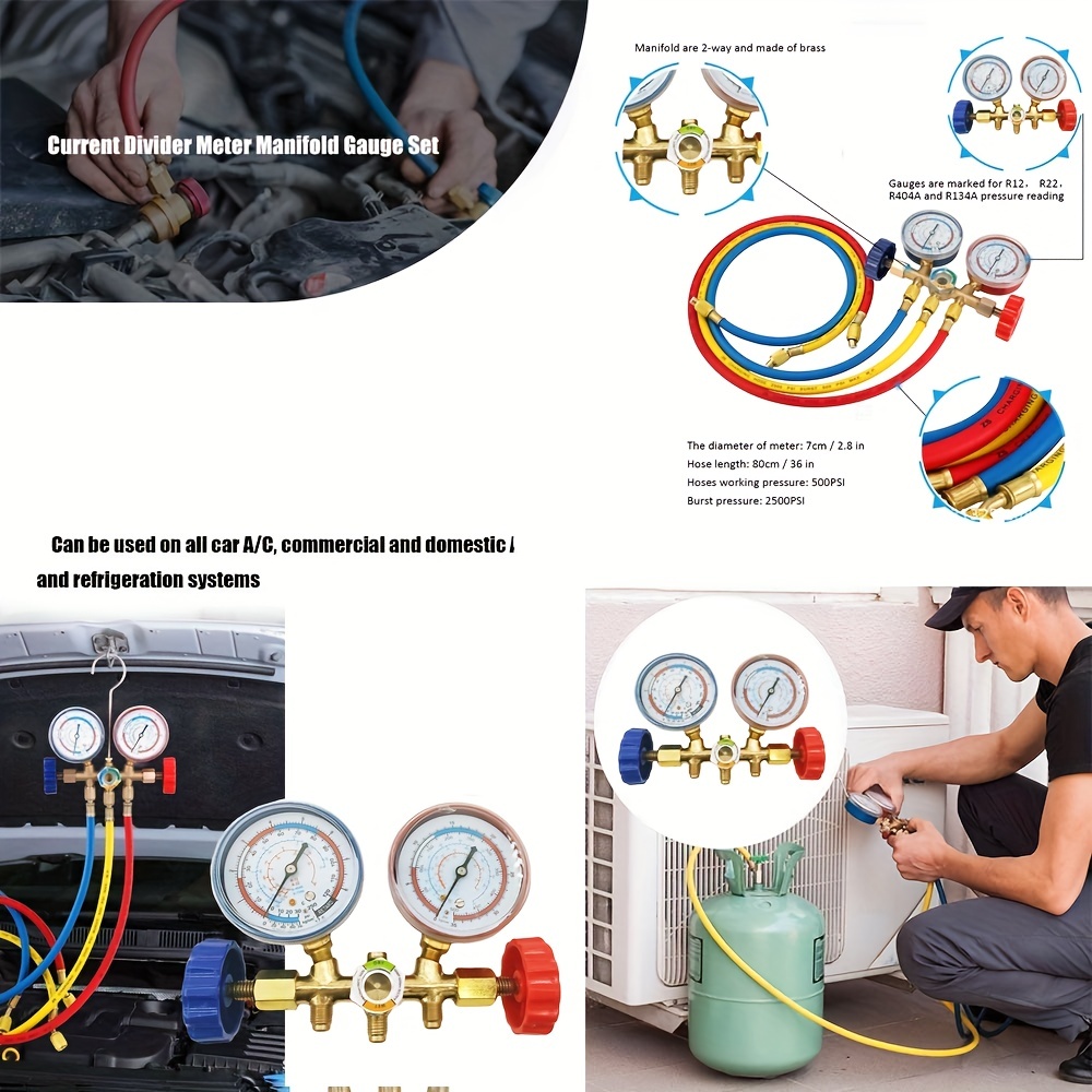 Manomètre de climatisation Freon R134a, R12, R22, R404A, outils de