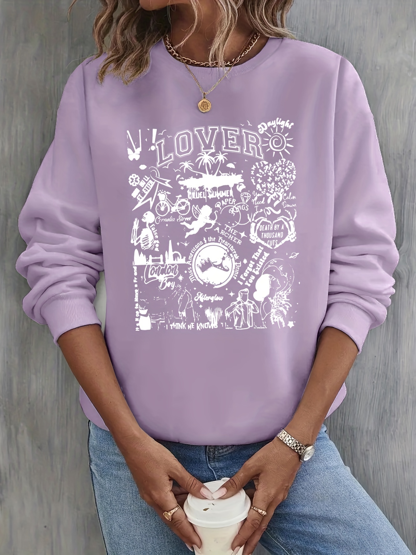 Printed sweatshirt - Light purple - Ladies