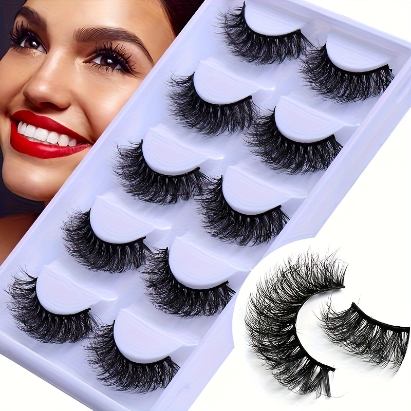 5 Pairs Short Natural Look Faux Mink False Eyelashes Thick Volume