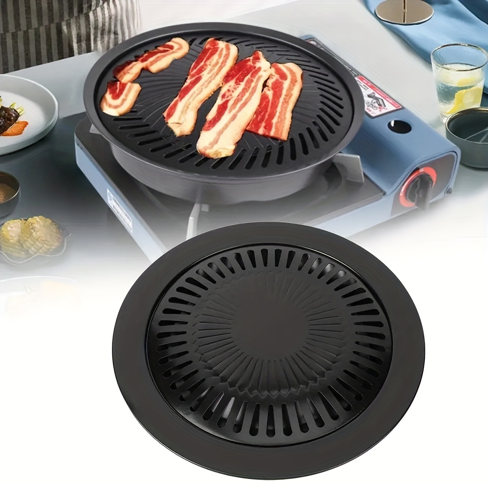 Korean BBQ Grill Pan, Stovetop Korean BBQ Non-stick Round Barbecue Grill  Pan, Smokeless Barbecue Plate for Indoor Outdoor Grilling, Stovetop Grill