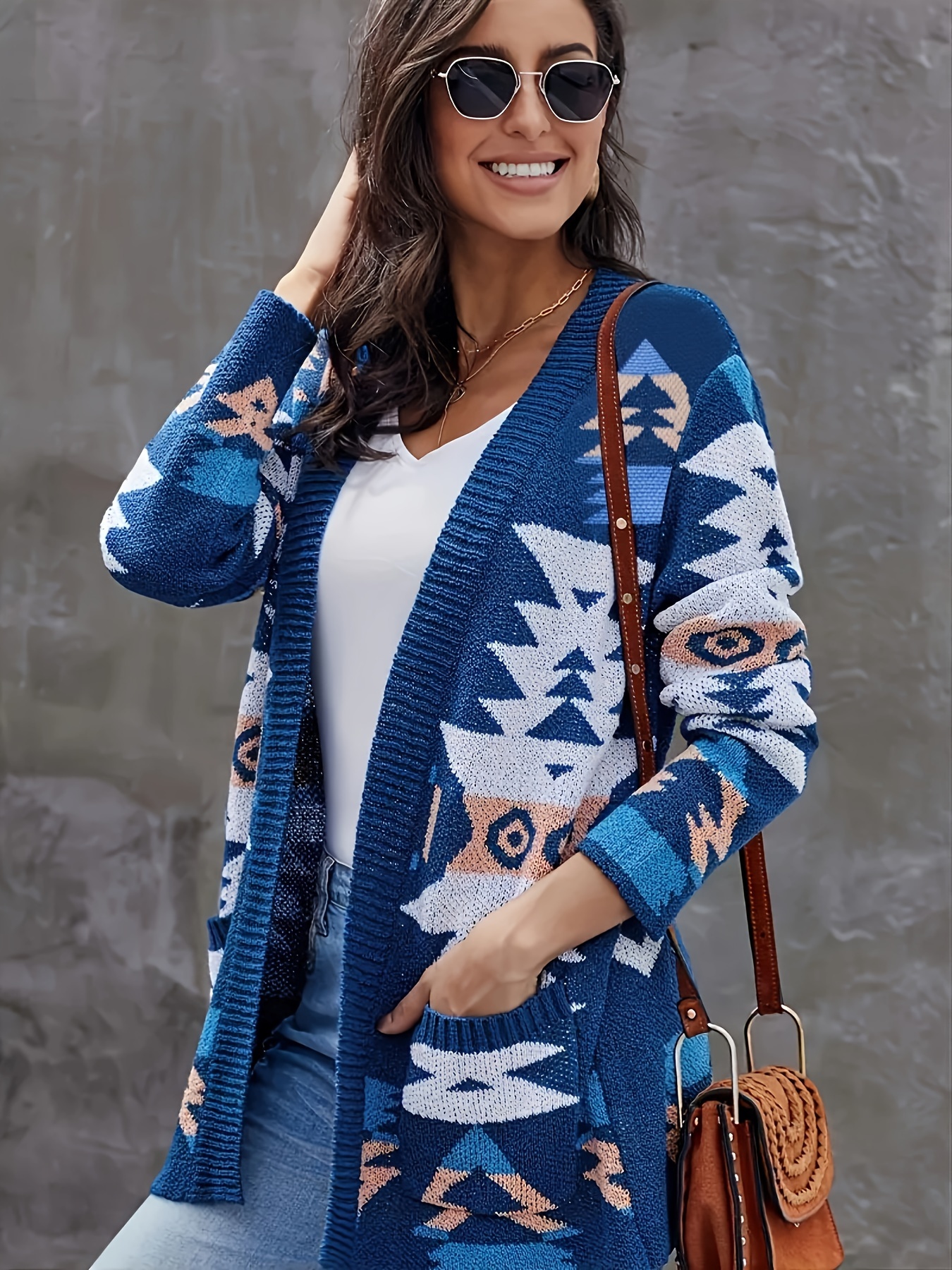 Aztec print deals cardigan sweater