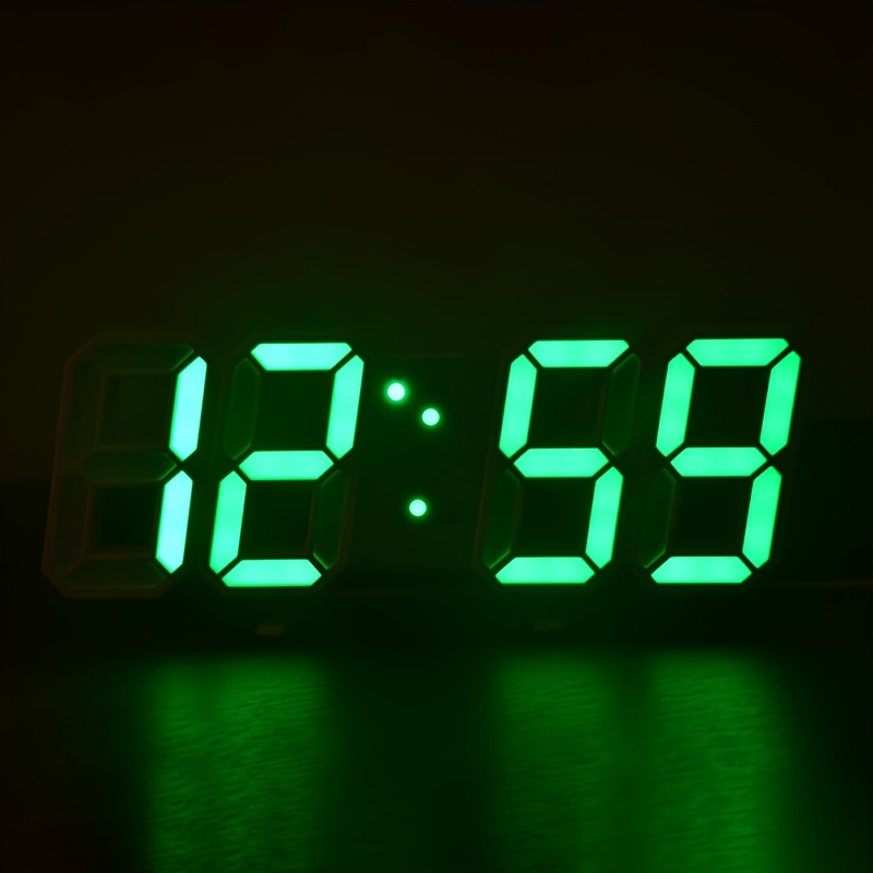  Reloj despertador, reloj digital, reloj de pared pequeño,  funciona con pilas, brillo LED ajustable de 3 niveles, modo nocturno tenue,  12/24 horas, inalámbrico, pantalla de dígitos constante de 1.2 : Hogar y  Cocina