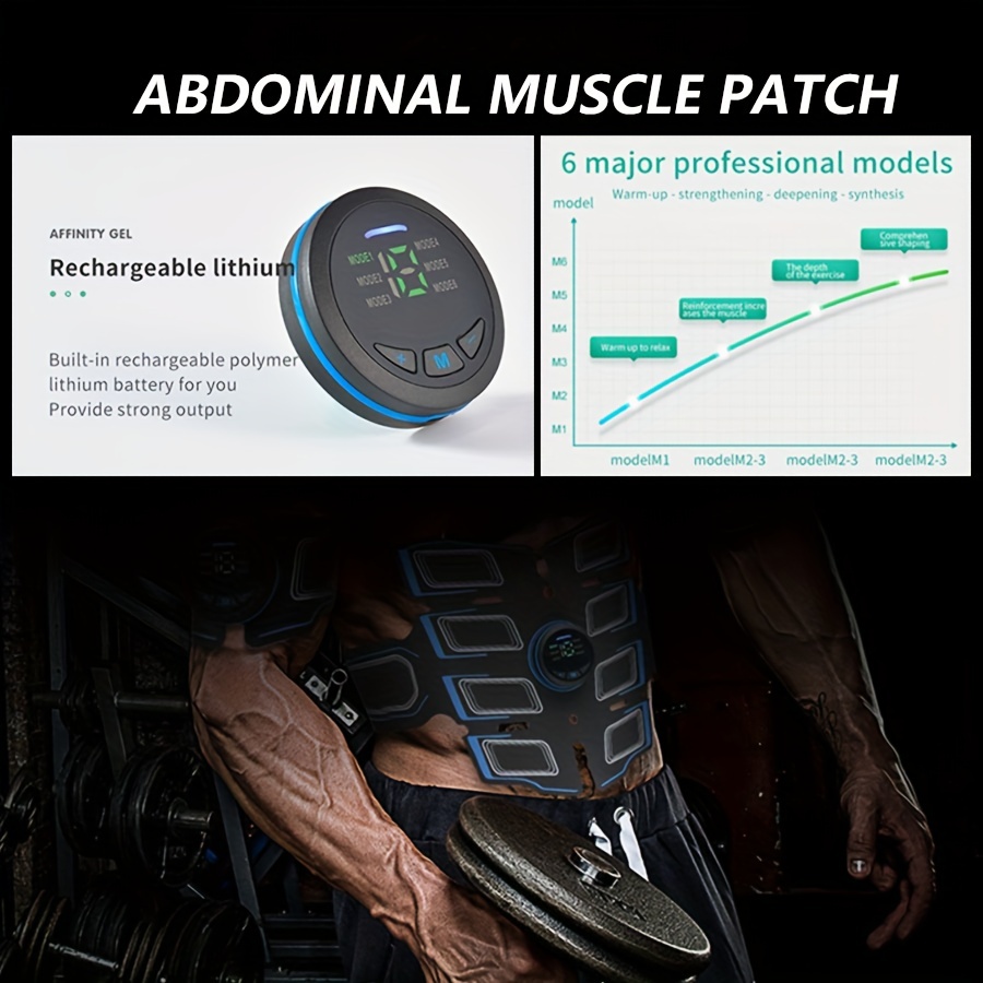 EMS Muscle Stimulator, Abs Trainer Abdominal Muscle Toner Electronic Toning  Belts Workout Home Fitness Device with USB Rechargeable for Abdomen Arm