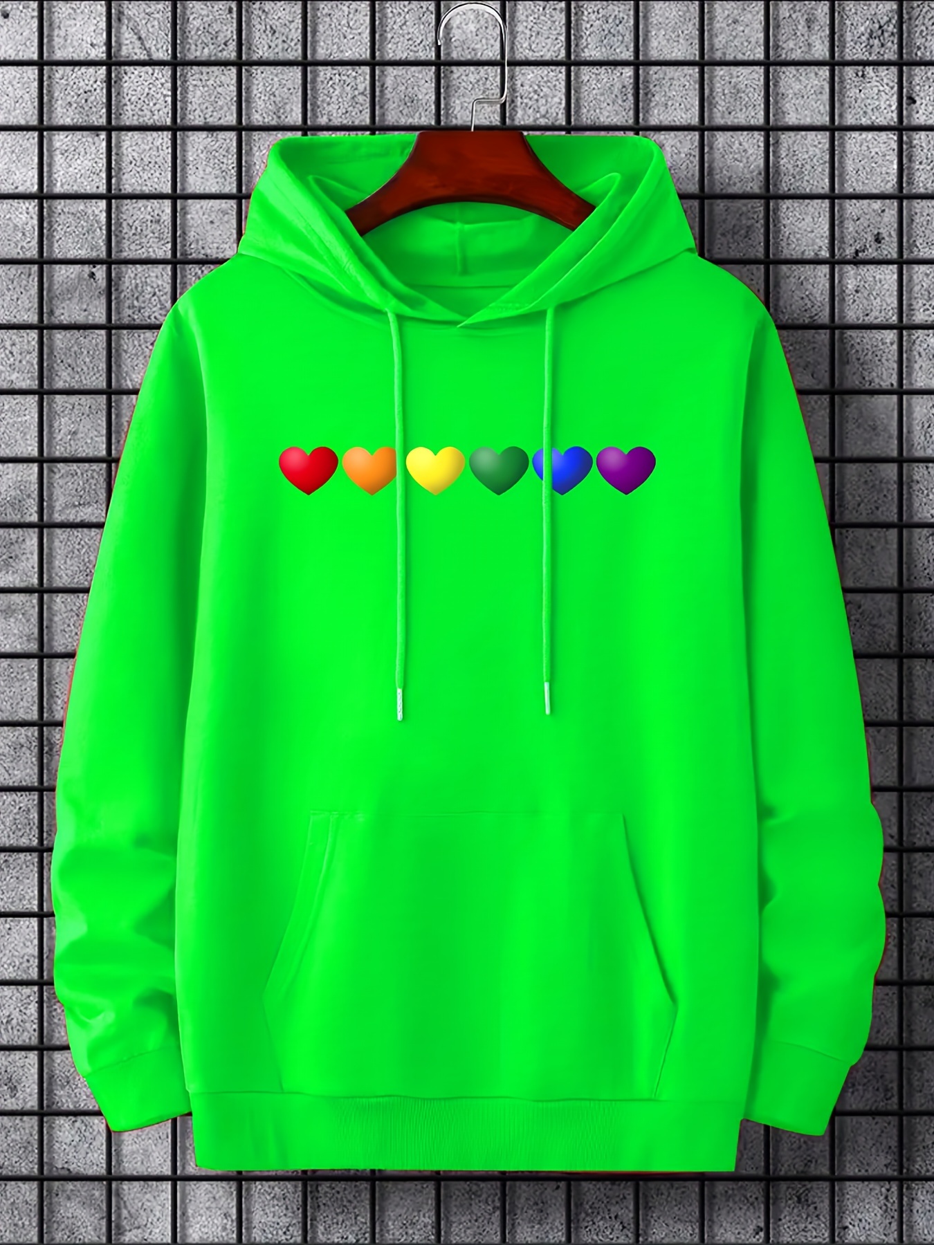 Rainbow Colors Heart Print Hoodie Pride Month Hoodies Men Temu