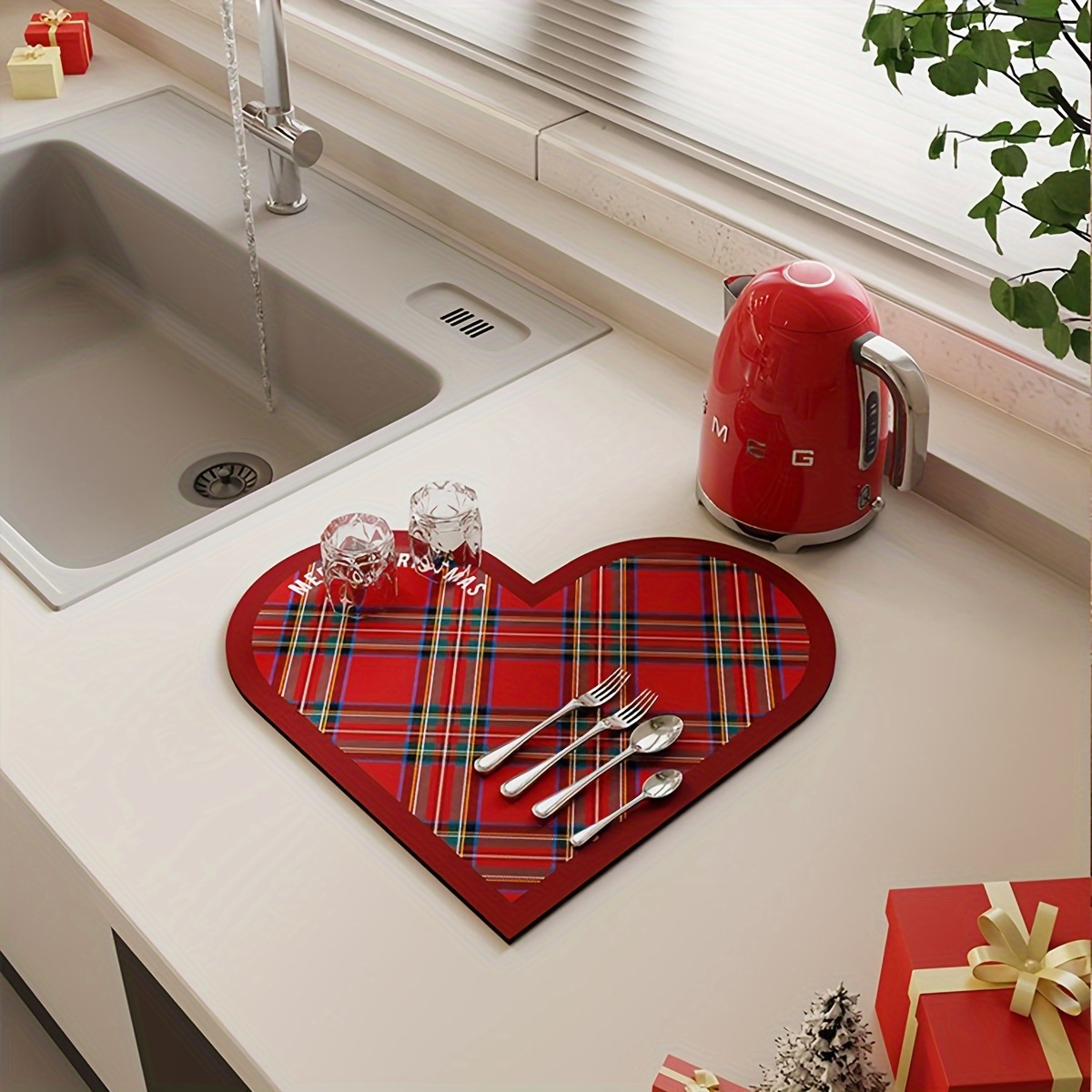 Dish Drying Pad, Kitchen Countertop Absorbent Pad, Christmas Theme Buffalo  Plaid Washstand Drain Mat, Soft Faucet Absorbent Mat, Toilet Washstand Cup  Mat, Toilet Anti-water Absorption Mat, Kitchen Accessories, Bathroom  Accessories - Temu