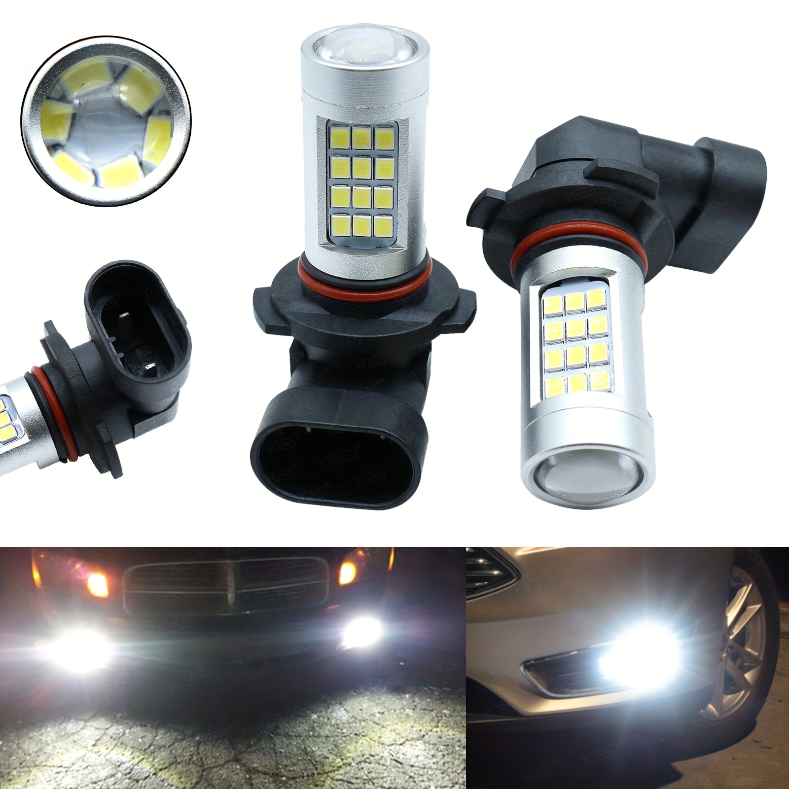 2x 100w H4 H7 Super Bright 20smd Led Car Daytime Running Driving Fog Light  Lamp 6000k Auto Driving Headlight High Low Beam Bulbs