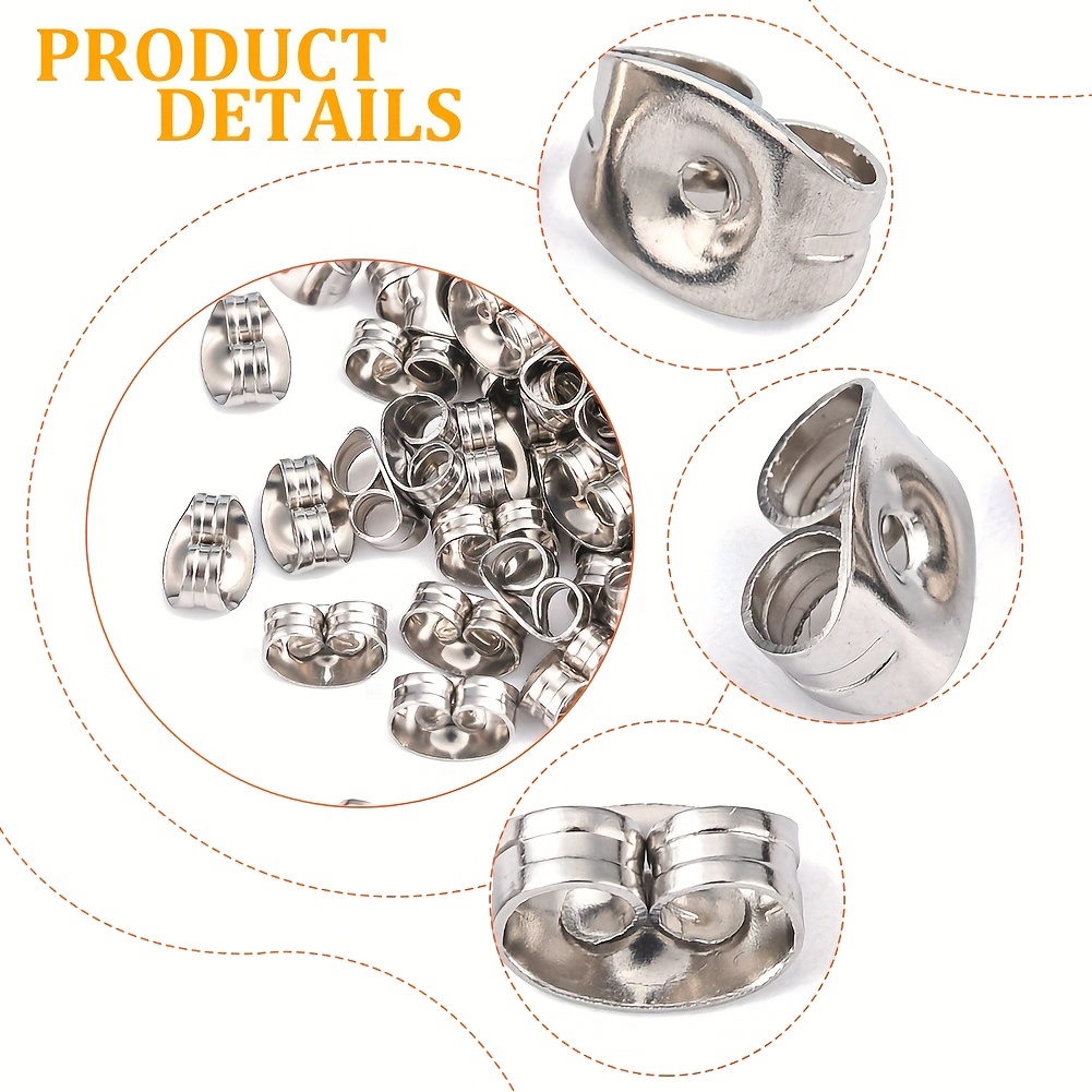 Sterling Silver Giant Friction Ear-nuts Backings for Post Earrings. Sterling Silver-Rhodium