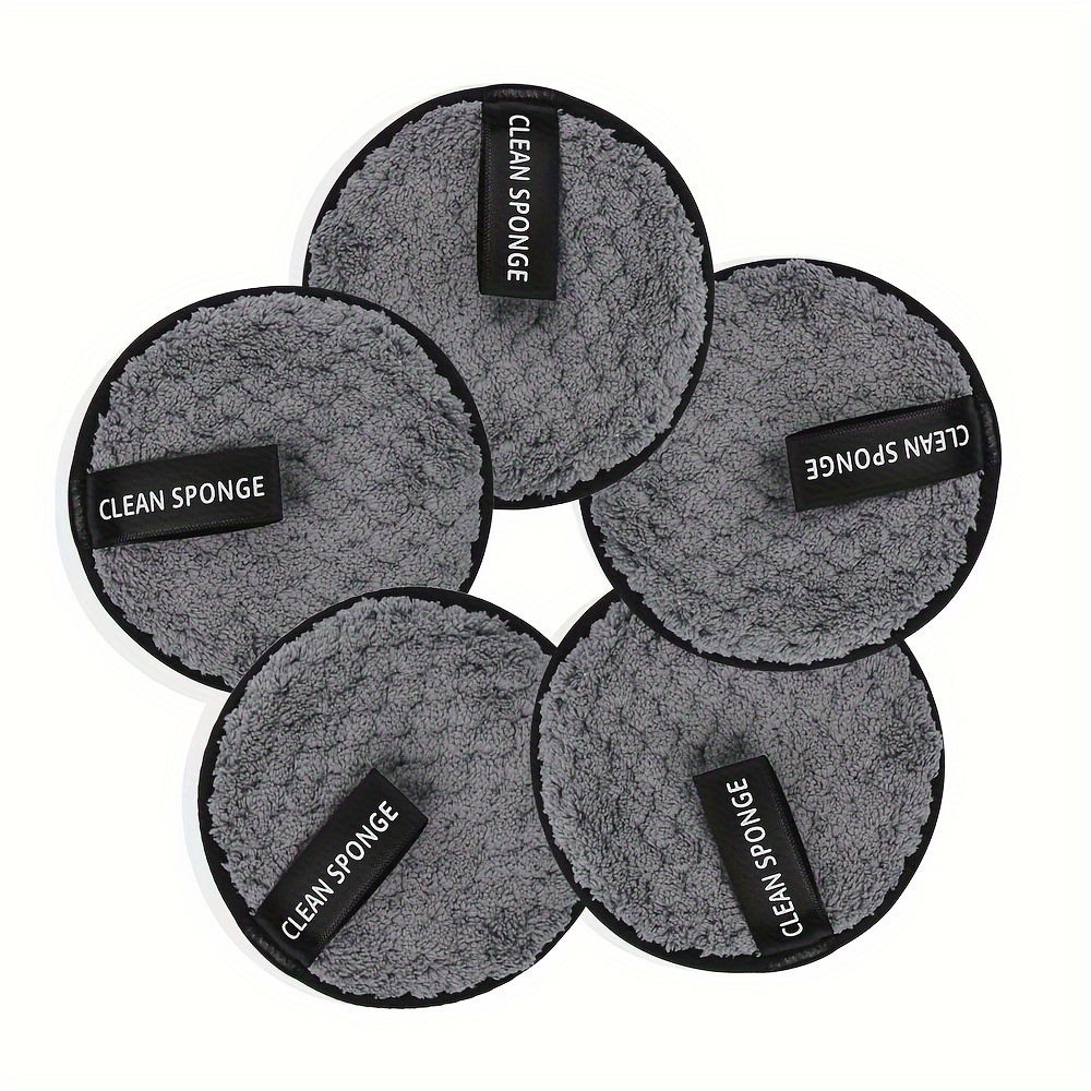Maange 5-pack Medium Cleansing Makeup Puff, Soft Plush Puff, Cleansing With Water, Double-sided, Dry And Wet Use, Skin-friendly And Non-irritating, Suitable For Face, Reusable, Makeup Tool