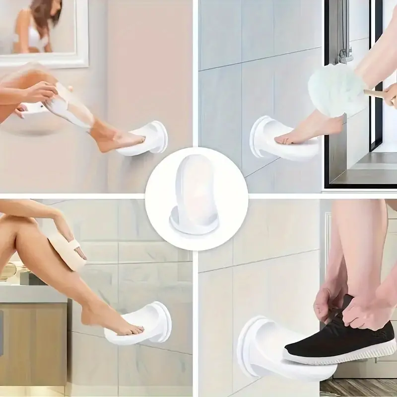 1pc shower foot rest wall mounted footstool step bathroom shower foot pedal plastic shower step with suction cup bathroom accessories 3