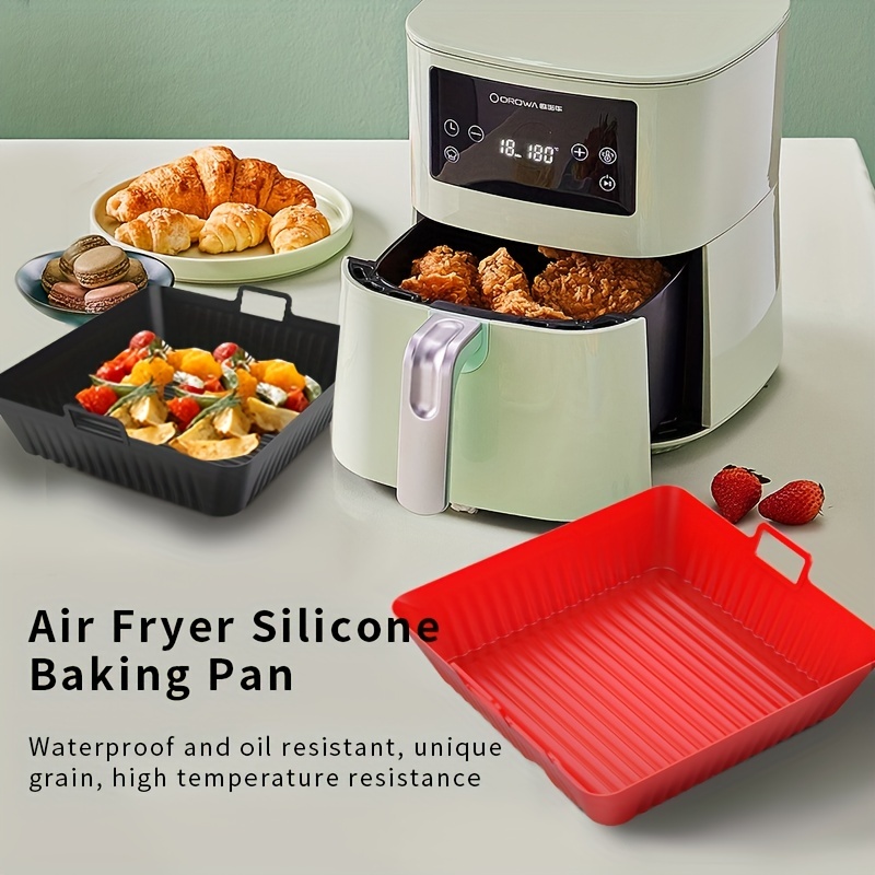 Air Fryer Silicone Pot - Silicone Air Fryer Reusable Liners for 5.5 QT or  Bigger Square, Food Safe Reusable Air Fryer Silicone Basket,Easy Cleaning