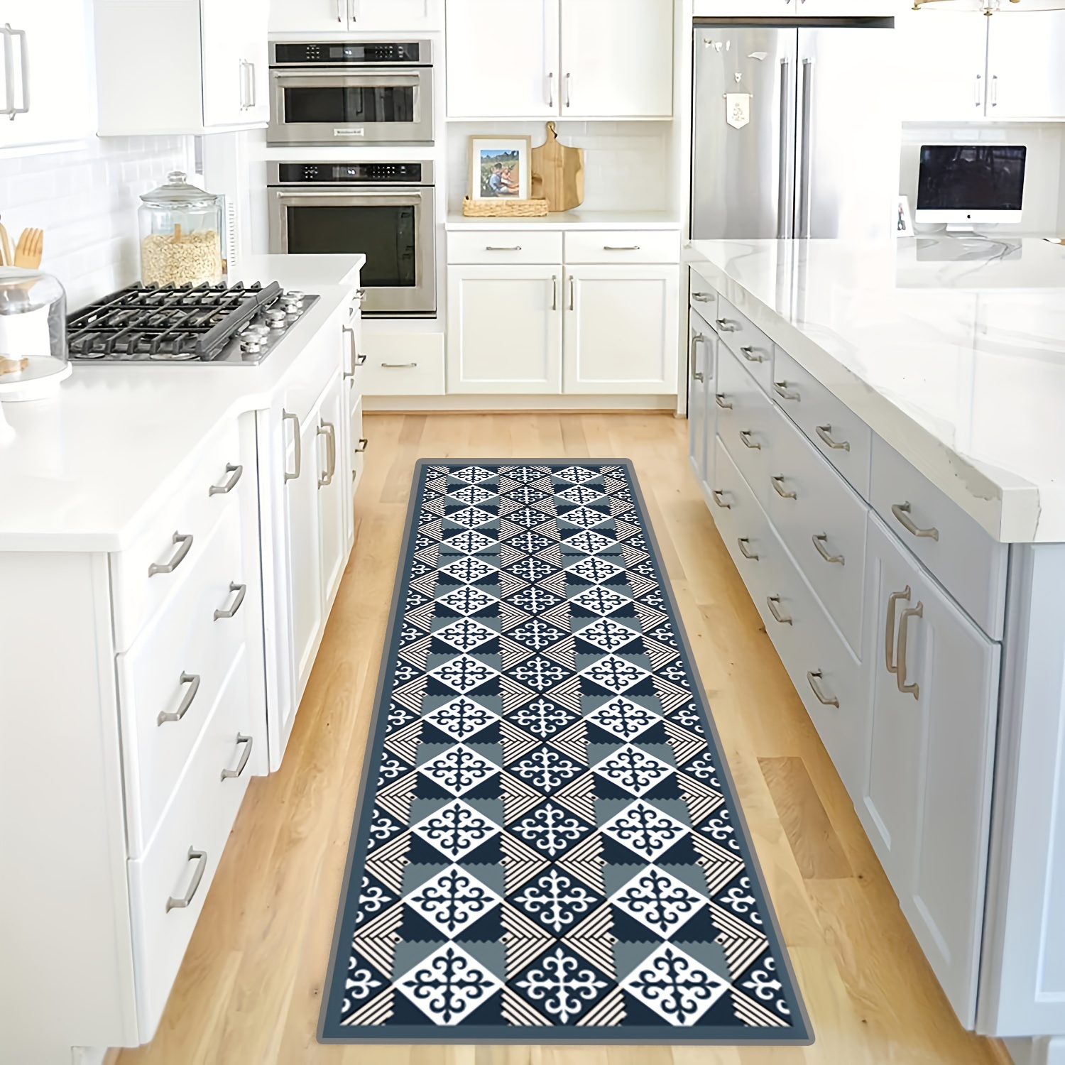 Modern Kitchen Floor Mat, Washable Floor Rug, Vinyl Mat for