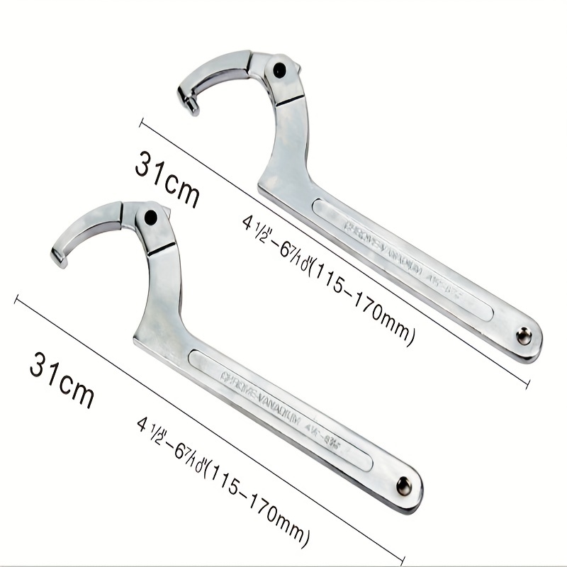 Adjustable Hook Wrench Pin Round Head Wrench C Shape Spanner