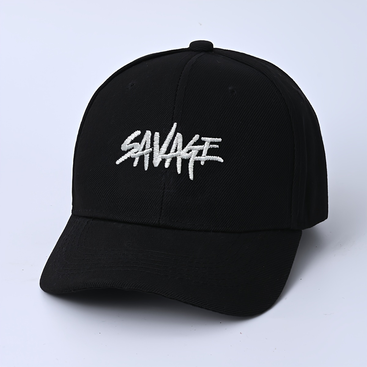 Savage Slogan Embroidery Baseball Solid Color Casual - Temu