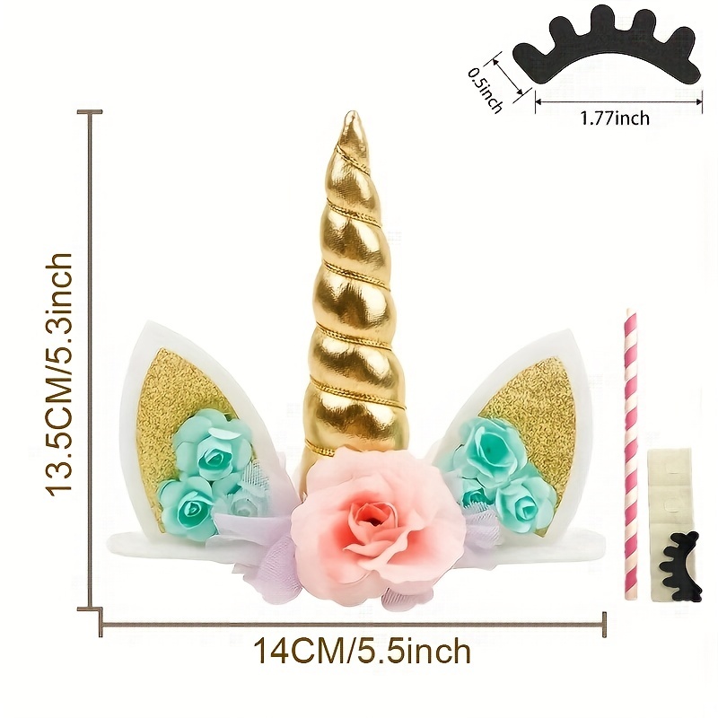 Unicorn Cake Topper With Eyelashes Birthday Party Supplies - Temu