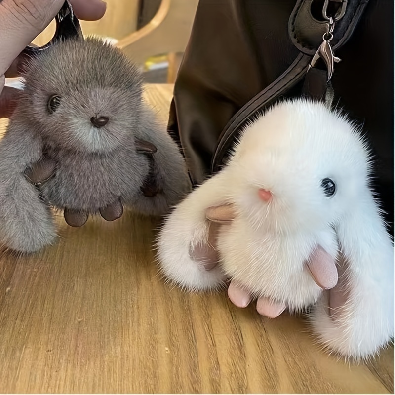 Cute Rabbit Doll Keychain Plush Animal Key Chain Ring Purse Bag