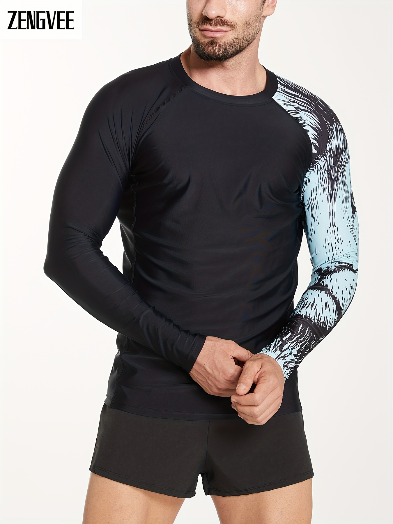 Camiseta de protección contra erupciones para hombre, manga larga,  protección solar UPF 50+, protección solar UV, secado rápido, para deportes