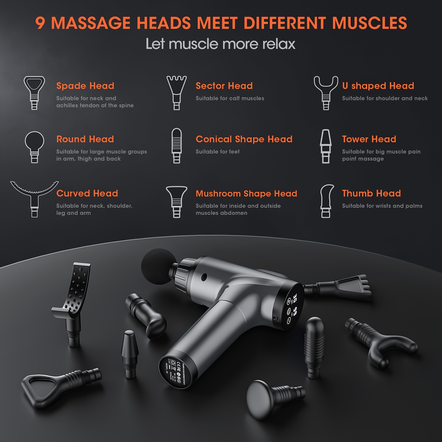 Massage Gun, Deep Tissue Hand Held Muscle Massage Gun, Up to 30