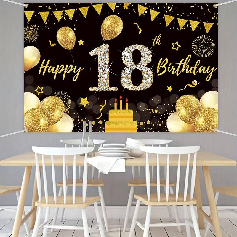 18th Birthday Decorations Backdrop Banner, Happy 18th Birthday