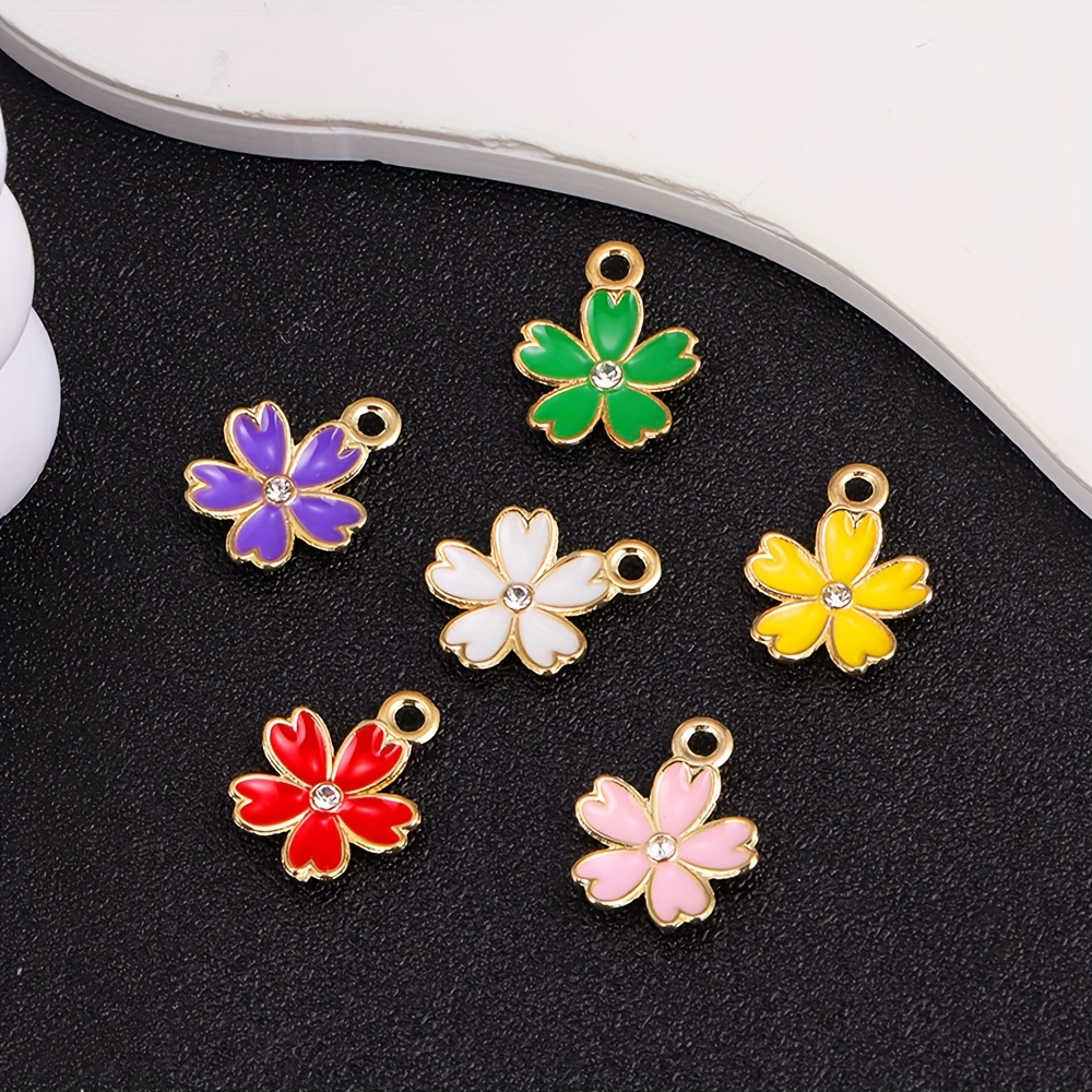 Mix Colors Enamel Charms Flower Pendants Vintage Alloy - Temu