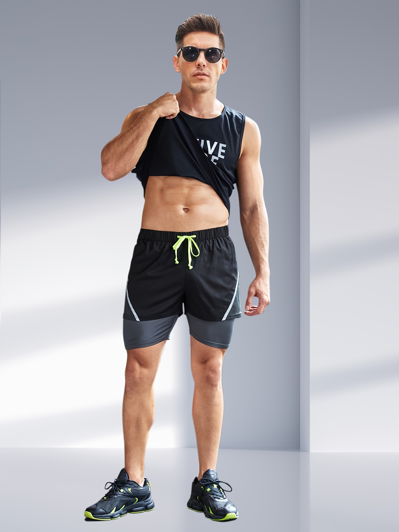  LIUZH - Pantalones cortos de fitness 2 en 1 para hombre, secado  rápido, para verano, gimnasio, ropa deportiva (color C, tamaño: XXXL  Código) : Ropa, Zapatos y Joyería