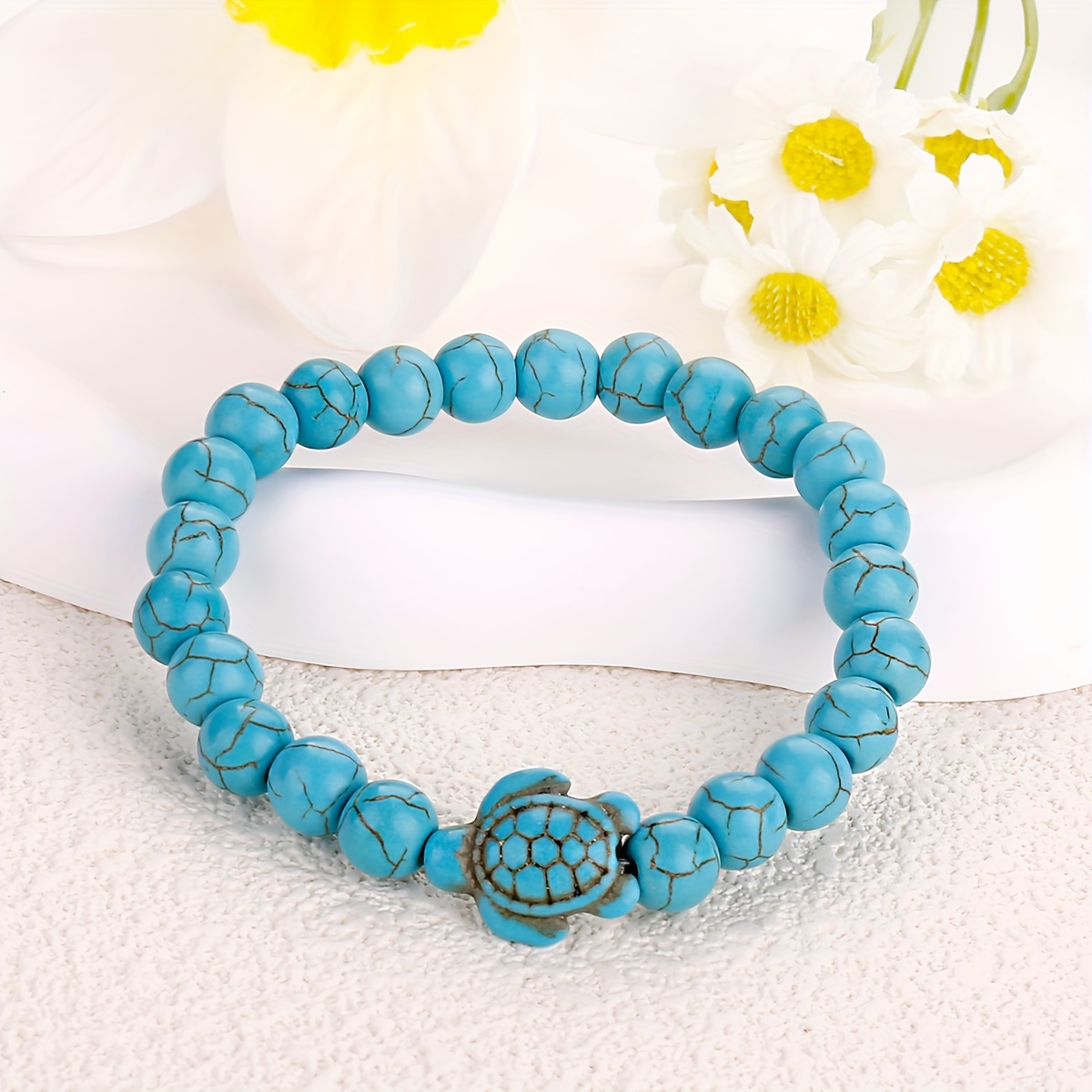 Green Turquoise Volcanic Stone Turtle Bracelets for Men & Women
