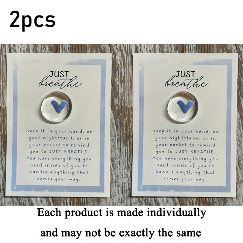 1 2pcs Breathe New Beginning Hug Glass Gem Pocket Gift Anxiety Gift  Encouragment Motivational Pick Gift - Jewelry & Accessories - Temu