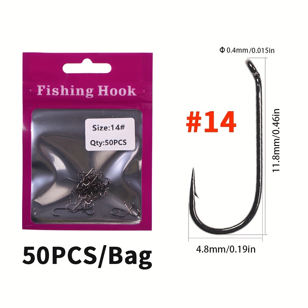 Mustad 50pcs High Carbon Steel Barb Fly Tying Hook For Dry Wet